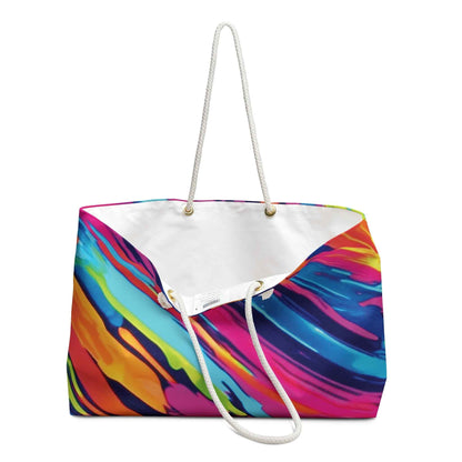 Abstract Neon Paint Swirl Weekender Bag | Colorful Travel Tote | Large Tote Bag