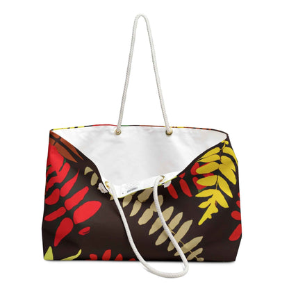 Autumn Fern Pattern Weekender Bag | Fall Leaf Large Tote Bag
