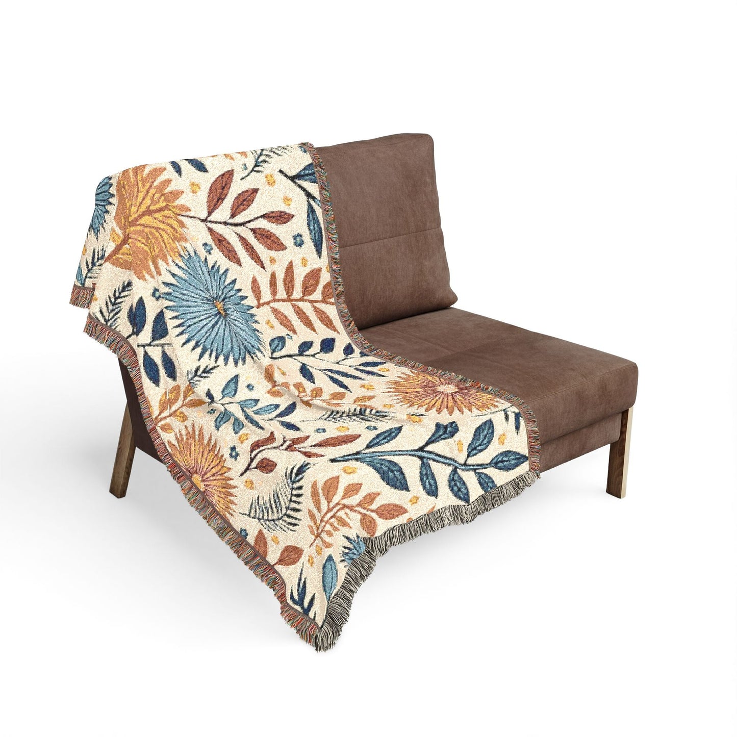 Floral Woven Blanket — Reversible Boho Throw for Living Room & Bedroom