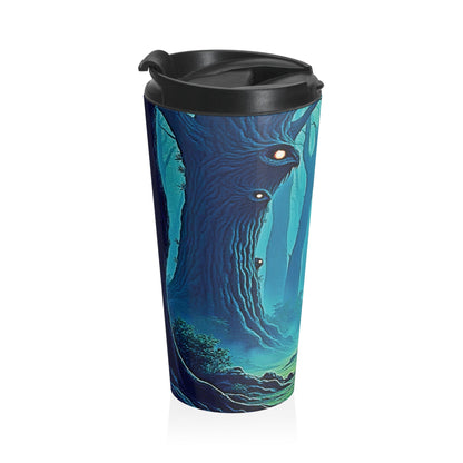 Travel Mug — Mystical Forest with Hidden Tree Spirits Stainless Steel Tumbler