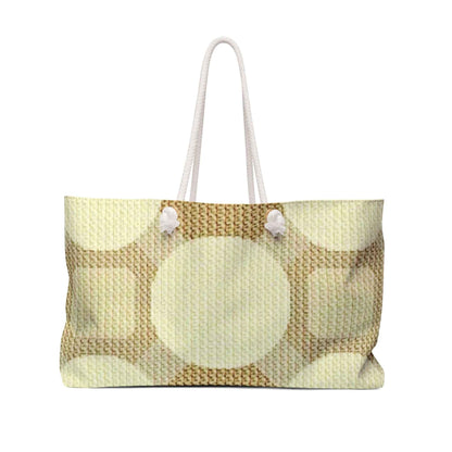 Neutral Geometric Circles Weekender Bag, Retro Beige Pattern Tote, Mom Lifestyle Travel Carryall, Large Beach Handbag