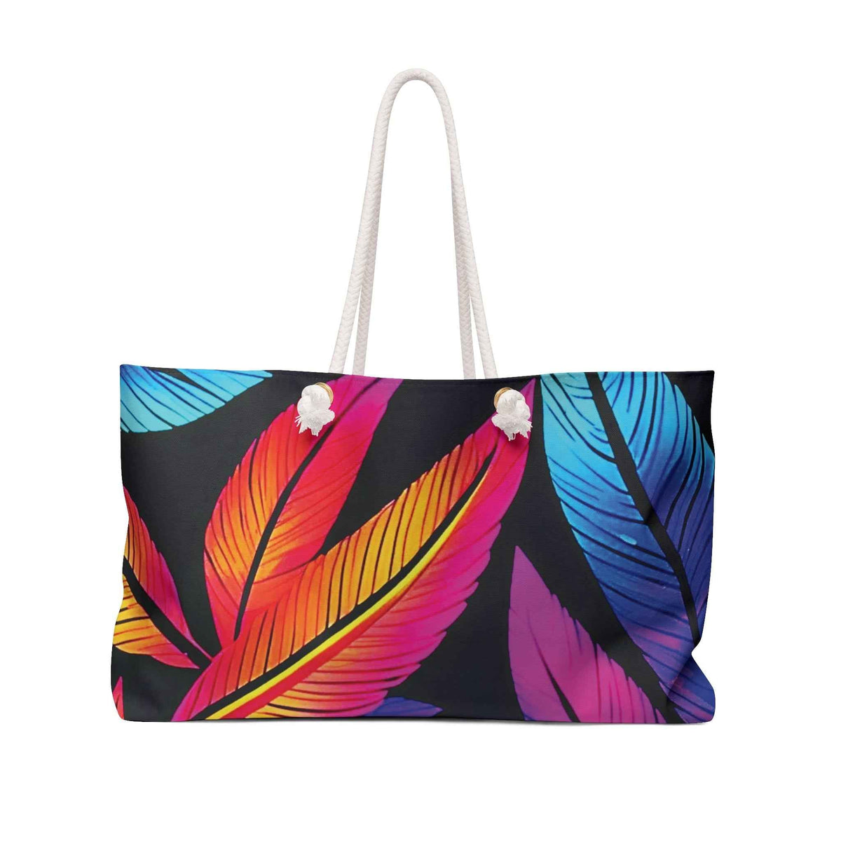 Colorful Tropical Feathers Weekender Bag | Vibrant Travel Tote