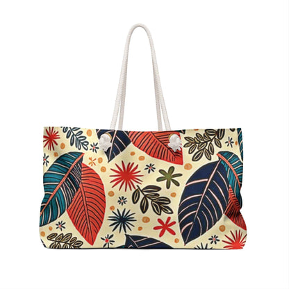 Colorful Tropical Leaves Weekender Bag | Floral Leaf Large Tote Bag for Busy Moms