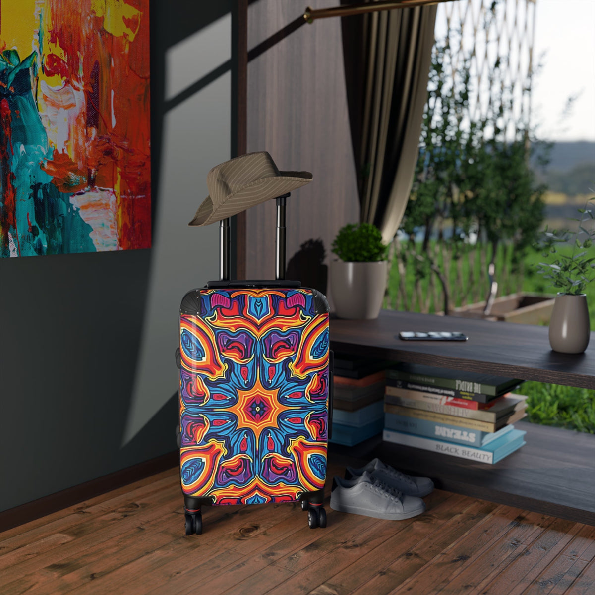 Kaleidoscope Pattern Carry-On Suitcase – Vibrant Boho Travel Luggage