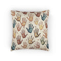 Multicolor Handprint Pattern Woven Pillow | Boho Decorative Throw Pillow