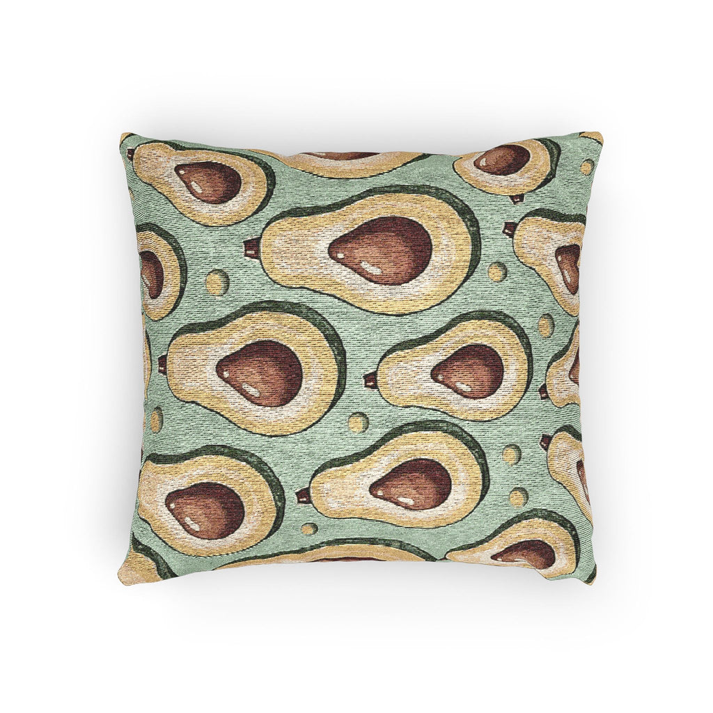 Avocado Pattern Woven Pillow — Retro Green Kitchen Decorative Throw Pillow