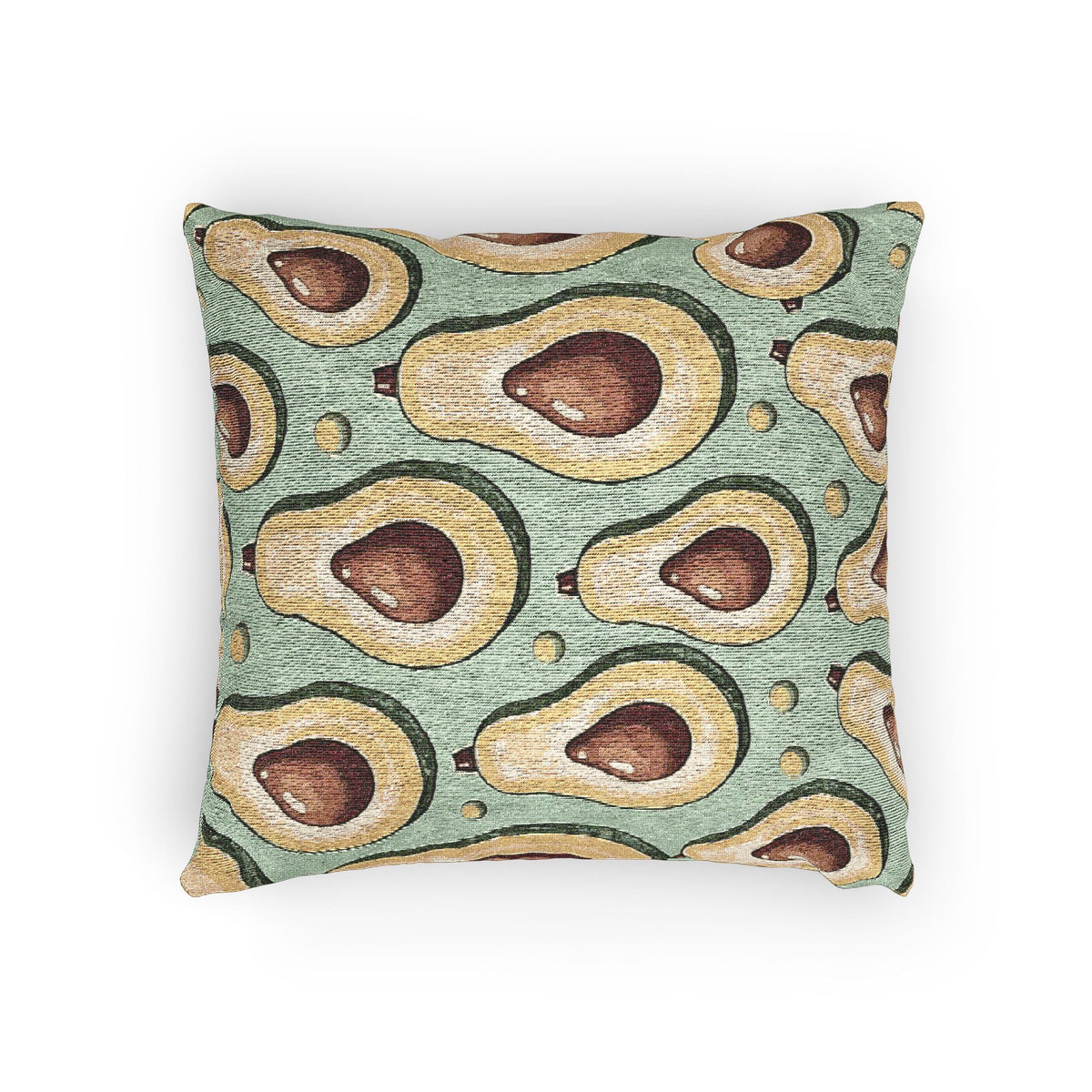 Avocado Pattern Woven Pillow — Retro Green Kitchen Decorative Throw Pillow