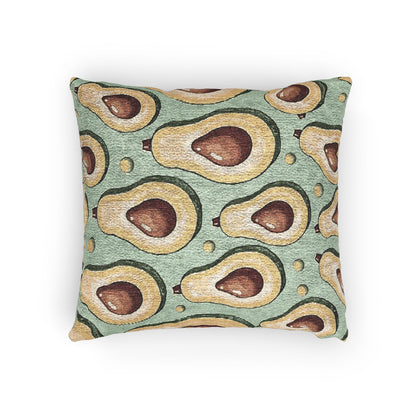 Avocado Pattern Woven Pillow — Retro Green Kitchen Decorative Throw Pillow
