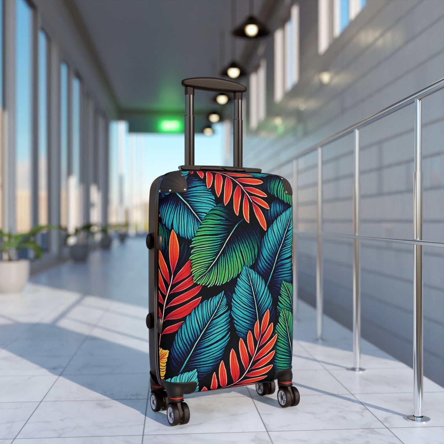 Tropical Leaf Carry-On Suitcase – Colorful Palm Print Travel Luggage