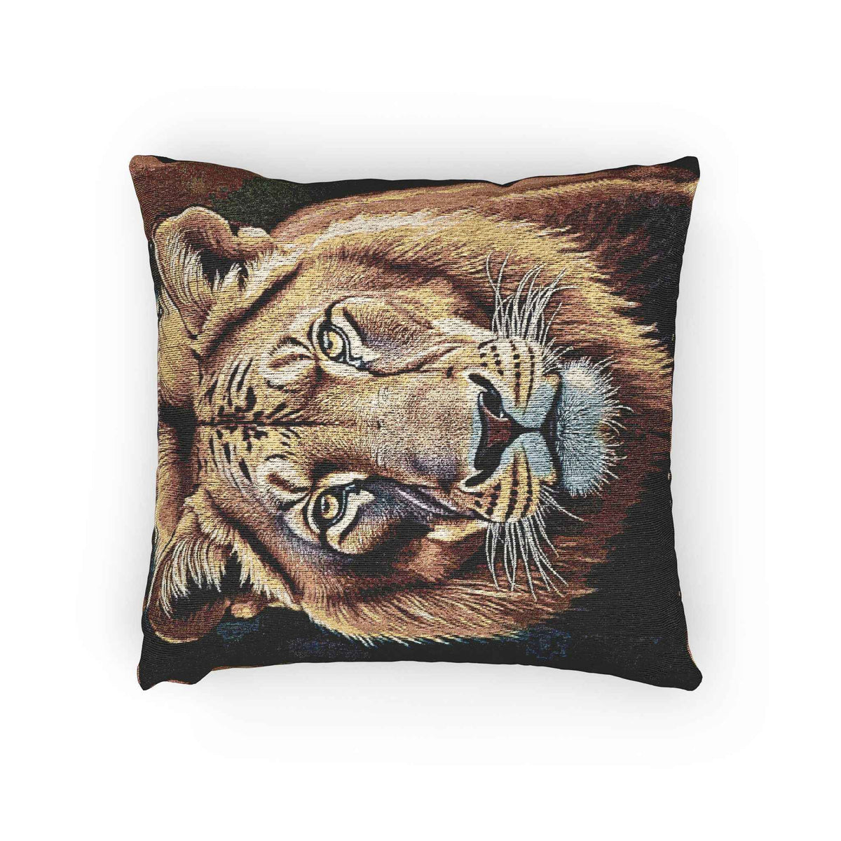 Lion Portrait Woven Pillow | Lion Face Throw Pillow, Wildlife Home Decor