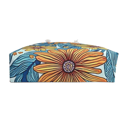 Vintage Yellow Floral Weekender Bag | Diaper Tote, Travel & Gym Carrier