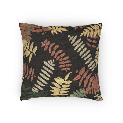 Fern Leaf Pattern Woven Pillow, Retro Botanical Throw Pillow | Earth Tone Leaves