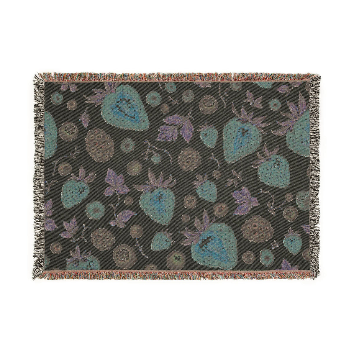 Strawberry Patch Woven Blanket — Fruit Pattern Throw for Kitchen, Picnic & Cozy Home Decor