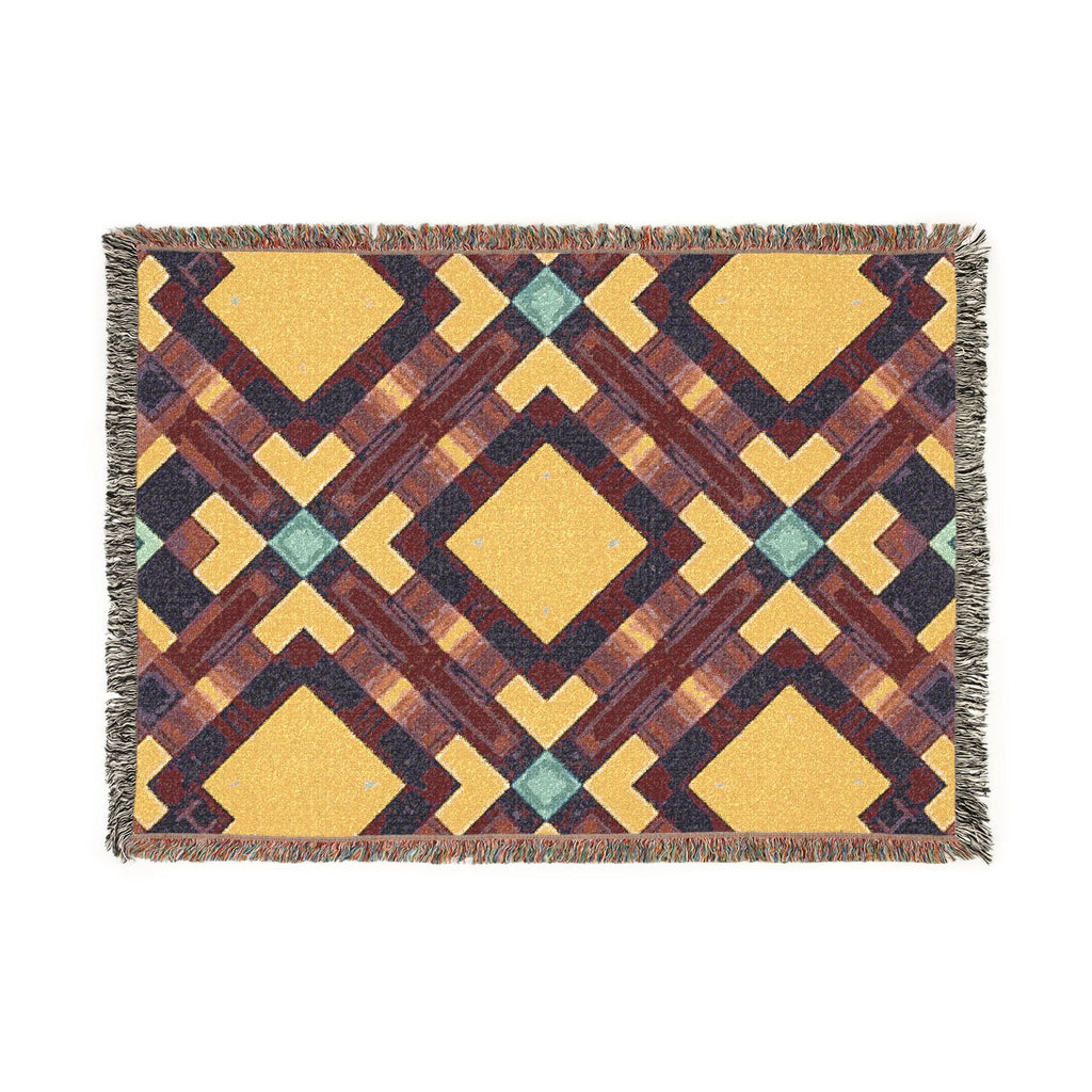 Southwest Diamond Woven Blanket — Geometric Boho Throw for Living Room & Camping