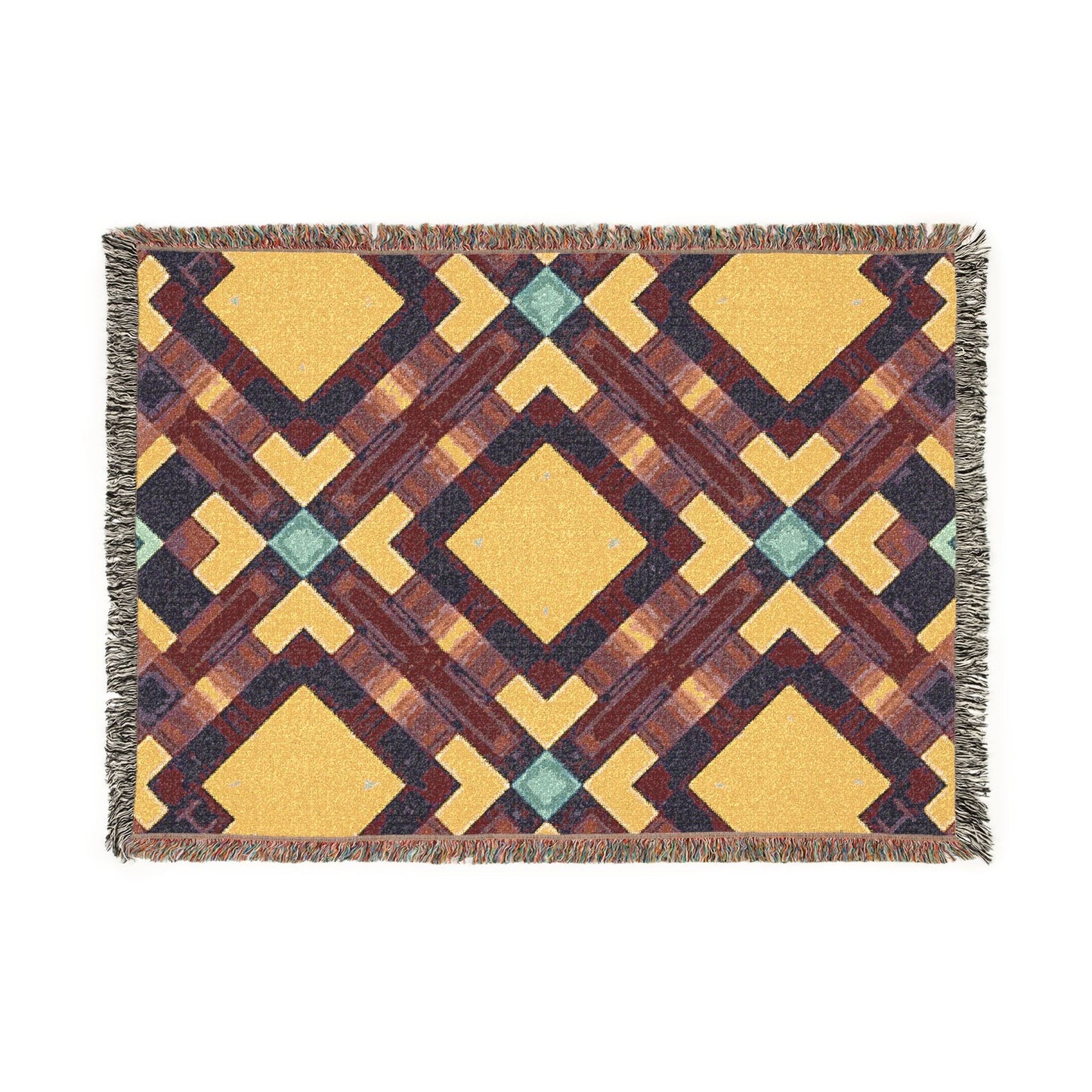 Southwest Diamond Woven Blanket — Geometric Boho Throw for Living Room & Camping