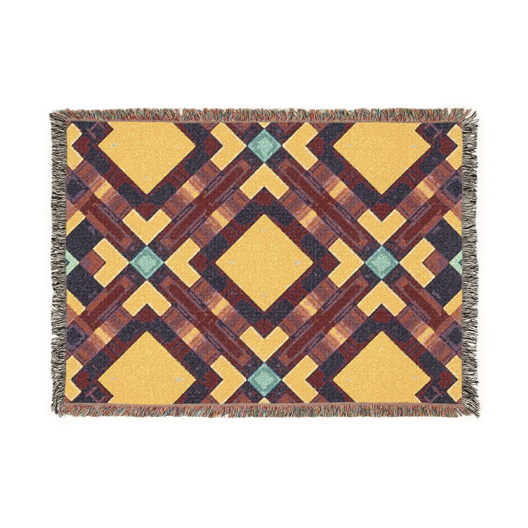 Southwest Diamond Woven Blanket — Geometric Boho Throw for Living Room & Camping