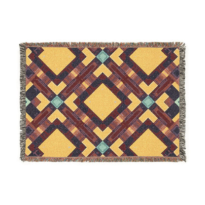 Southwest Diamond Woven Blanket — Geometric Boho Throw for Living Room & Camping