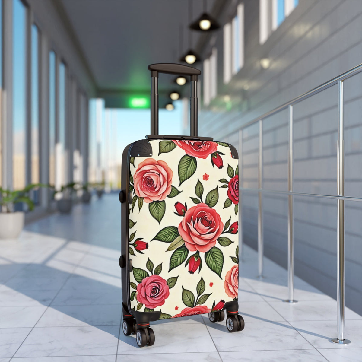 Rose Print Suitcase – Vintage Floral Carry-On Luggage
