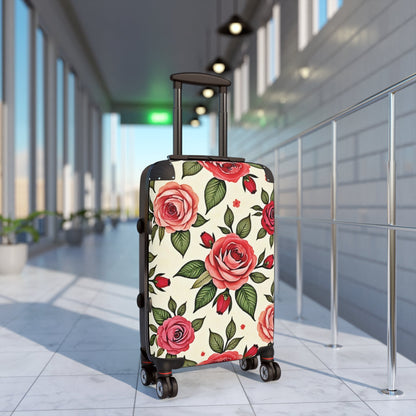 Rose Print Suitcase – Vintage Floral Carry-On Luggage