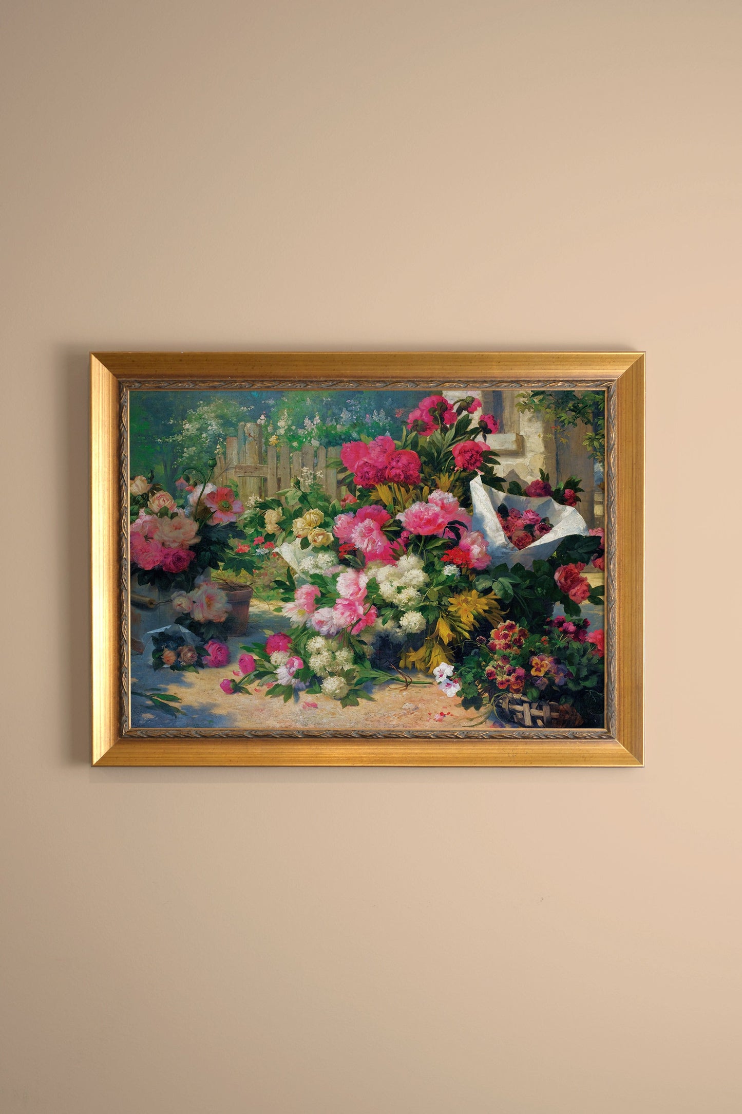 JARDIN D'ÉTÉ, CADRE VINTAGE OR