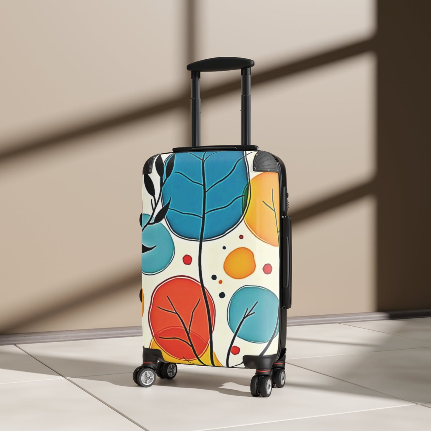 Colorful Abstract Leaf Carry-On Suitcase - Travel Luggage with Vibrant Botanical Print