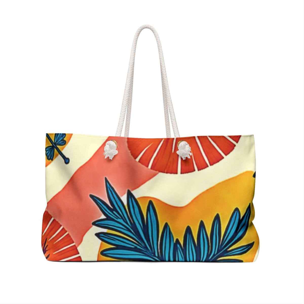 Tropical Floral Print Weekender Bag | Citrus Palm Beach Tote | Large Tote Bag | everyday mom bag | mom baby essentials bag