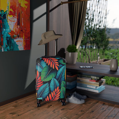 Tropical Leaf Carry-On Suitcase – Colorful Palm Print Travel Luggage