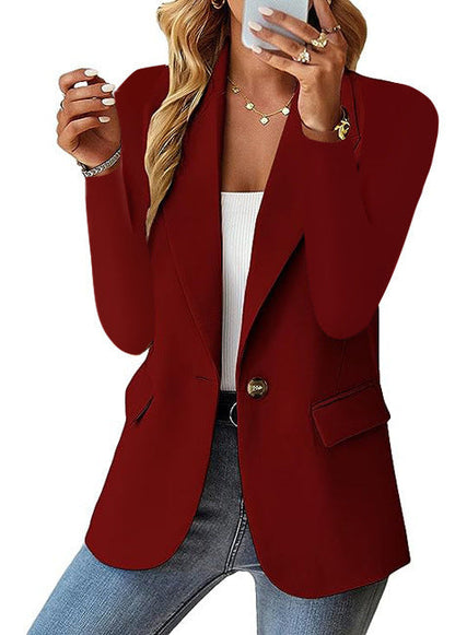 Ins Lapel Button Jacket Fashion Commuter Casual Suit Jacket Women's Long-sleeved Tops Outwear Clothing