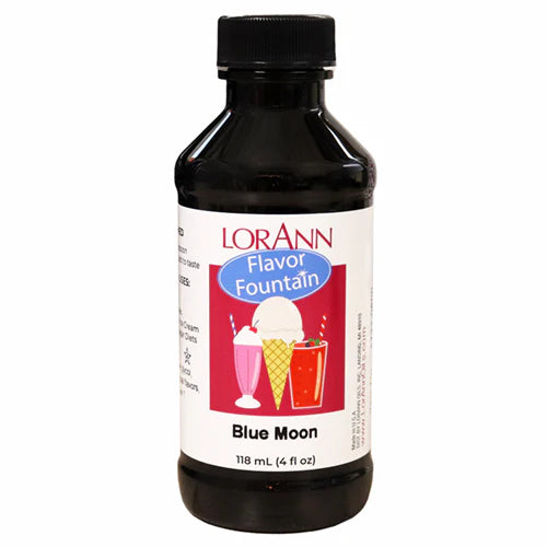 Blue Moon Flavor Fountain - 4 oz - 32 oz Bottle - Flavoring for Ice Cream, Milk Shakes, Slush, Food and Beverages - Ice Cream and Beverage Flavors - LorAnn Oils - Canadian Distribution - Ships Free Within Canada on Orders Above CAD $199