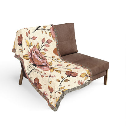 Floral Woven Blanket — Vintage Rose Throw