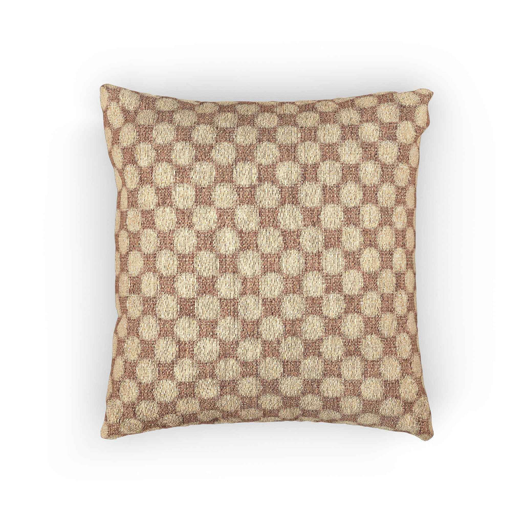 Woven Checkered Pattern Pillow | Neutral Brown Geometric Throw Pillow