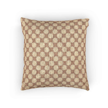 Woven Checkered Pattern Pillow | Neutral Brown Geometric Throw Pillow