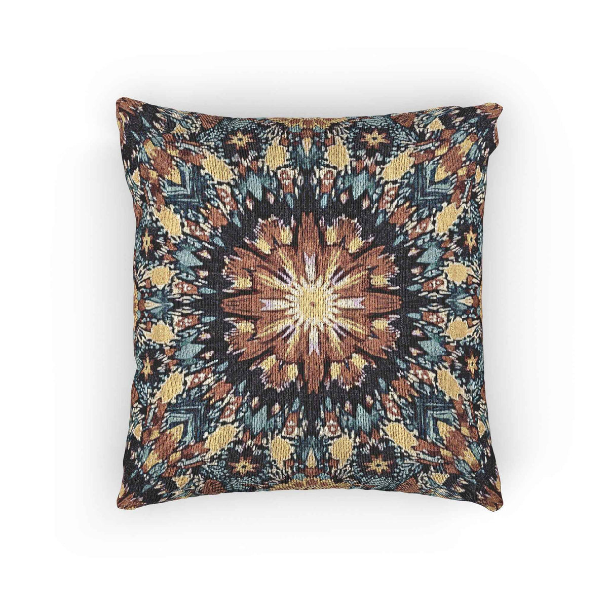 Geometric Mandala Woven Pillow | Boho Mosaic Throw Pillow