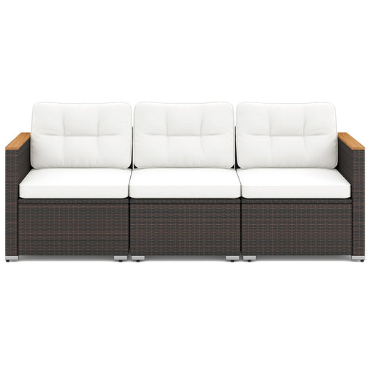 3-Seat Patio Couch Sofa with Deep Seating and Cushion-White
