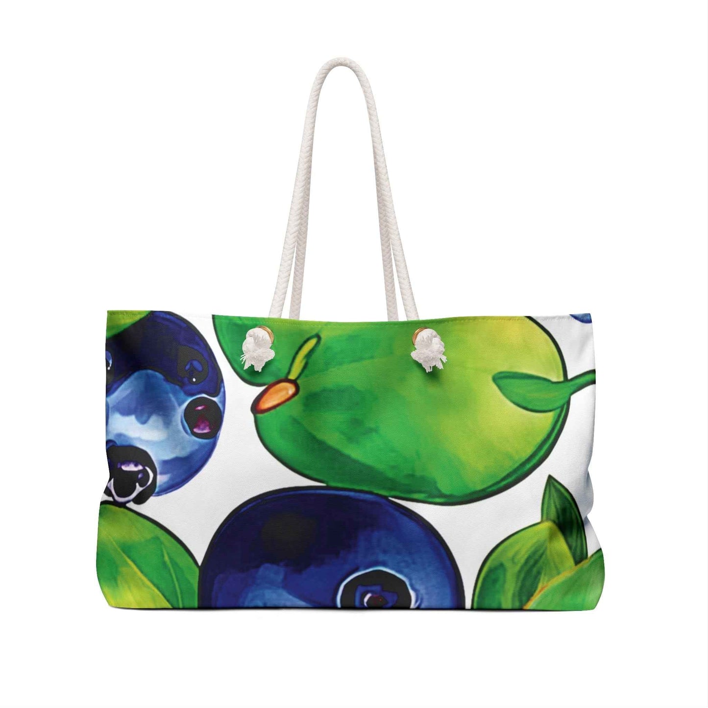 Blueberry Pattern Weekender Bag | Fruit Watercolor Large Tote Bag