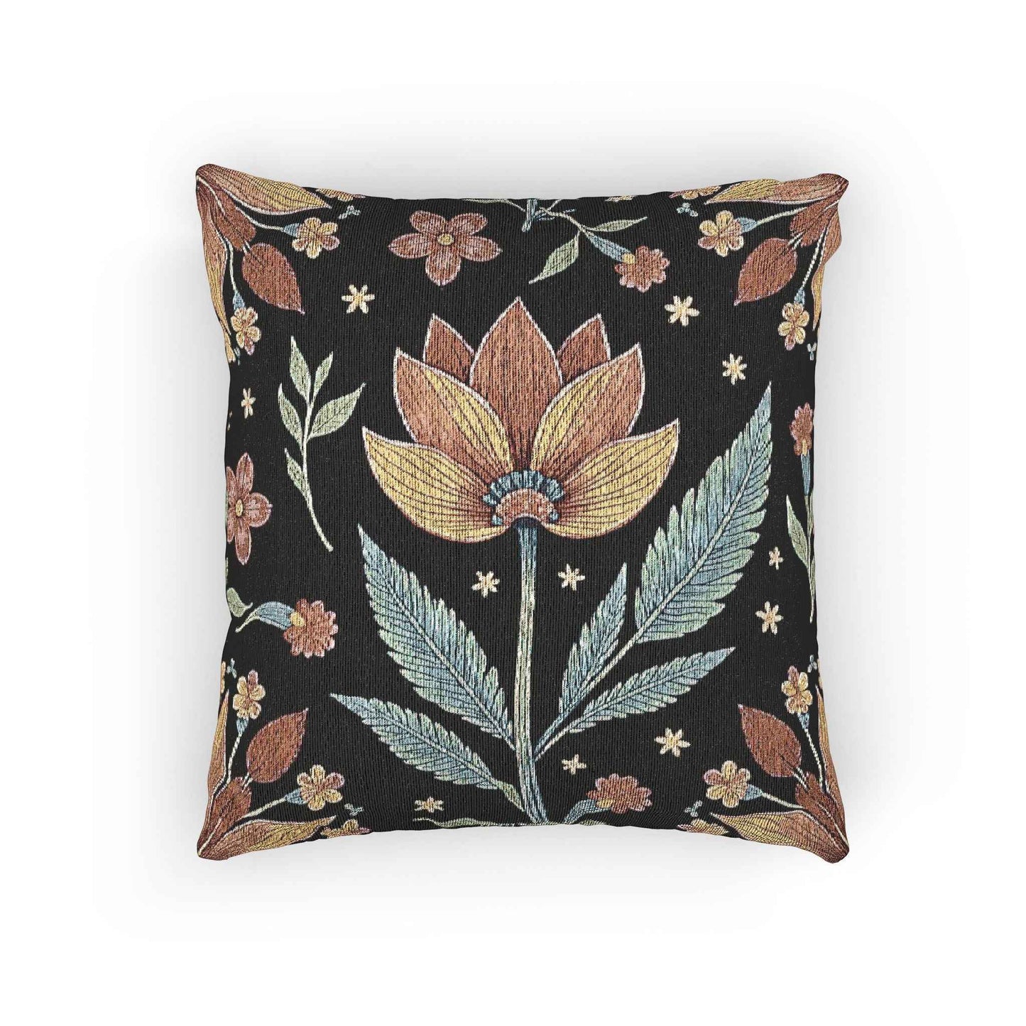 Vintage Floral Tapestry Woven Pillow | Botanical Throw Pillow