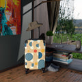 Retro Polka Dot Carry-On Suitcase — Midcentury Blue & Mustard Travel Luggage