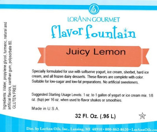 'REDUCED TO CLEAR' Juicy Lemon Flavor Fountain - 3 x 32 oz. - Ice Cream and Beverage Flavors - LorAnn Oils - Canadian Distribution - Ships Free Within Canada on Orders Above CAD $199