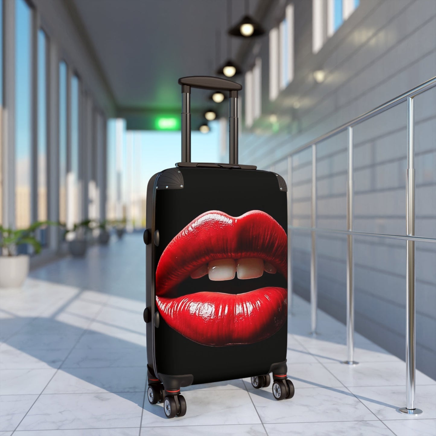 Carry-On Suitcase - Bold Red Lips Travel Luggage Cover