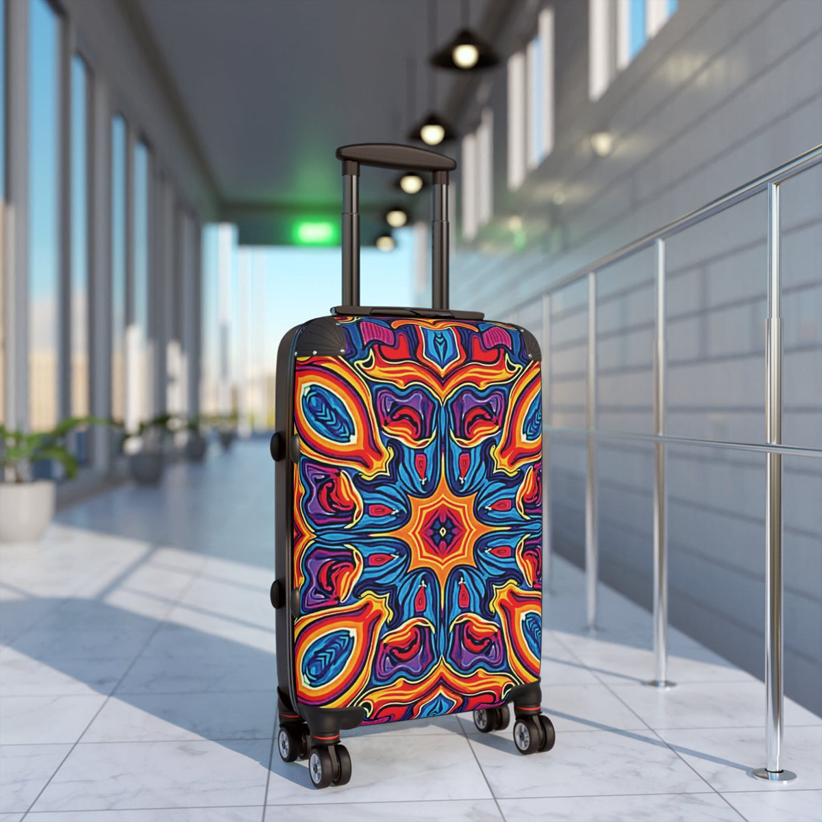 Kaleidoscope Pattern Carry-On Suitcase – Vibrant Boho Travel Luggage