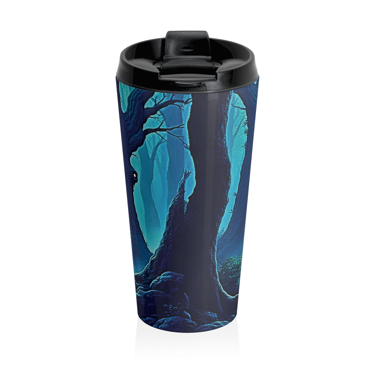 Travel Mug — Mystical Forest with Hidden Tree Spirits Stainless Steel Tumbler