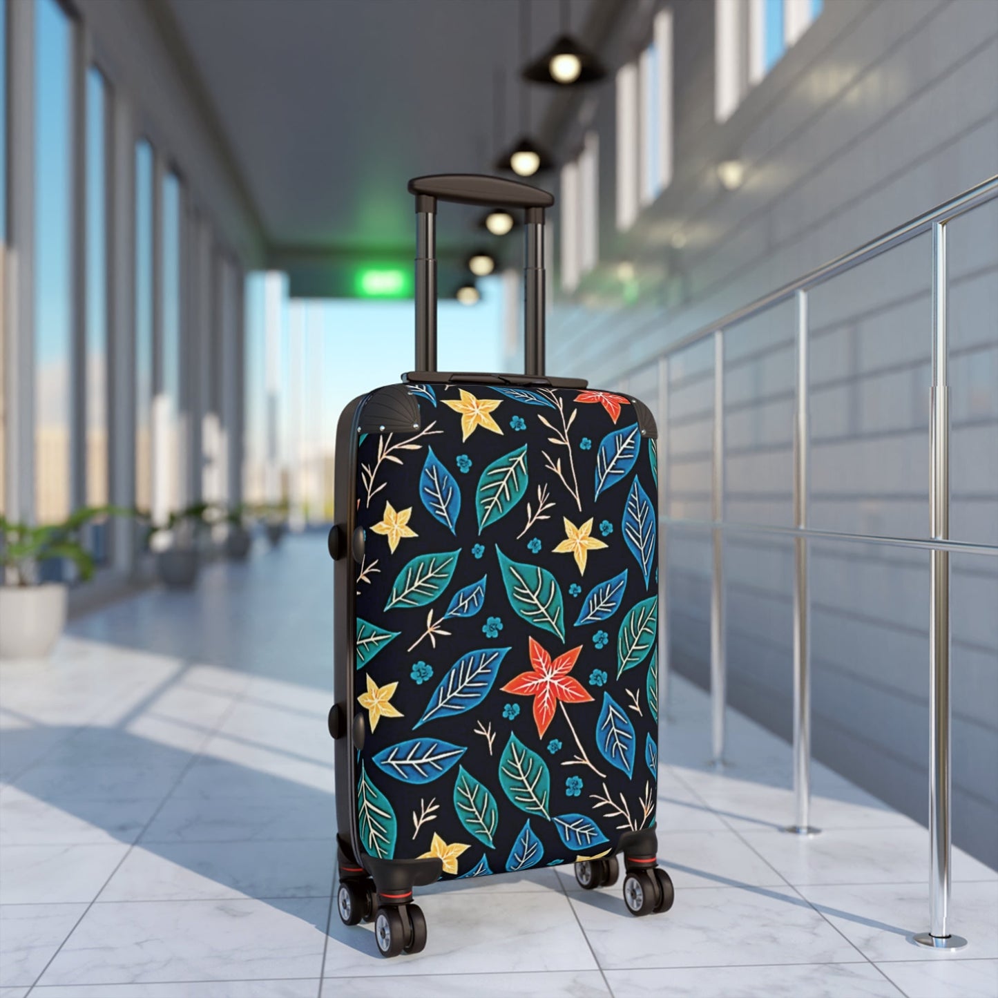 Floral Leaves Carry-On Suitcase – Colorful Tropical Travel Luggage