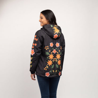 Black Spring Blossom Windbreaker