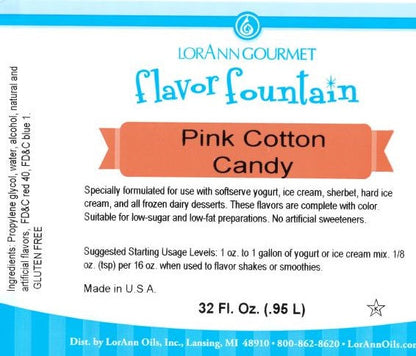 Pink Cotton Candy Flavor - 4 oz. - 32 oz. - Ice Cream and Beverage Flavors - LorAnn Oils - Canadian Distribution - Ships Free Within Canada on Orders Above CAD $199