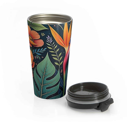 Tropical Floral Travel Mug — Stainless Steel Insulated Coffee Tumbler