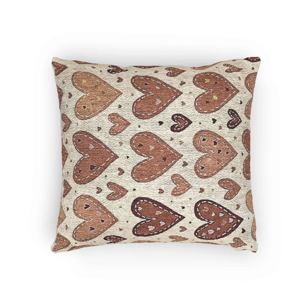 Neutral Heart Pattern Woven Pillow | Boho Heart Throw Pillow