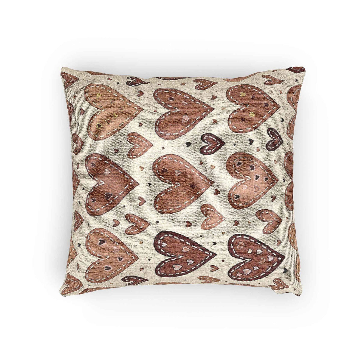 Neutral Heart Pattern Woven Pillow | Boho Heart Throw Pillow
