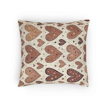 Neutral Heart Pattern Woven Pillow | Boho Heart Throw Pillow