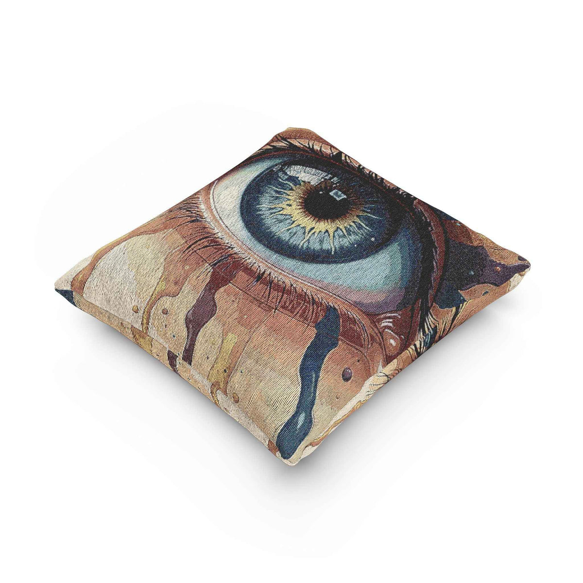 Blue Eye Artwork Woven Pillow | Surreal Eye Tapestry Throw Pillow