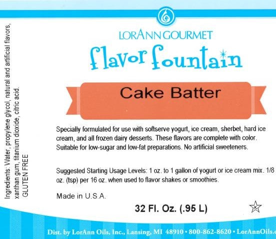 Cake Batter (White) Flavor - 4 oz. - 32 oz. - Ice Cream and Beverage Flavors - LorAnn Oils - Canadian Distribution - Ships Free Within Canada on Orders Above CAD $199